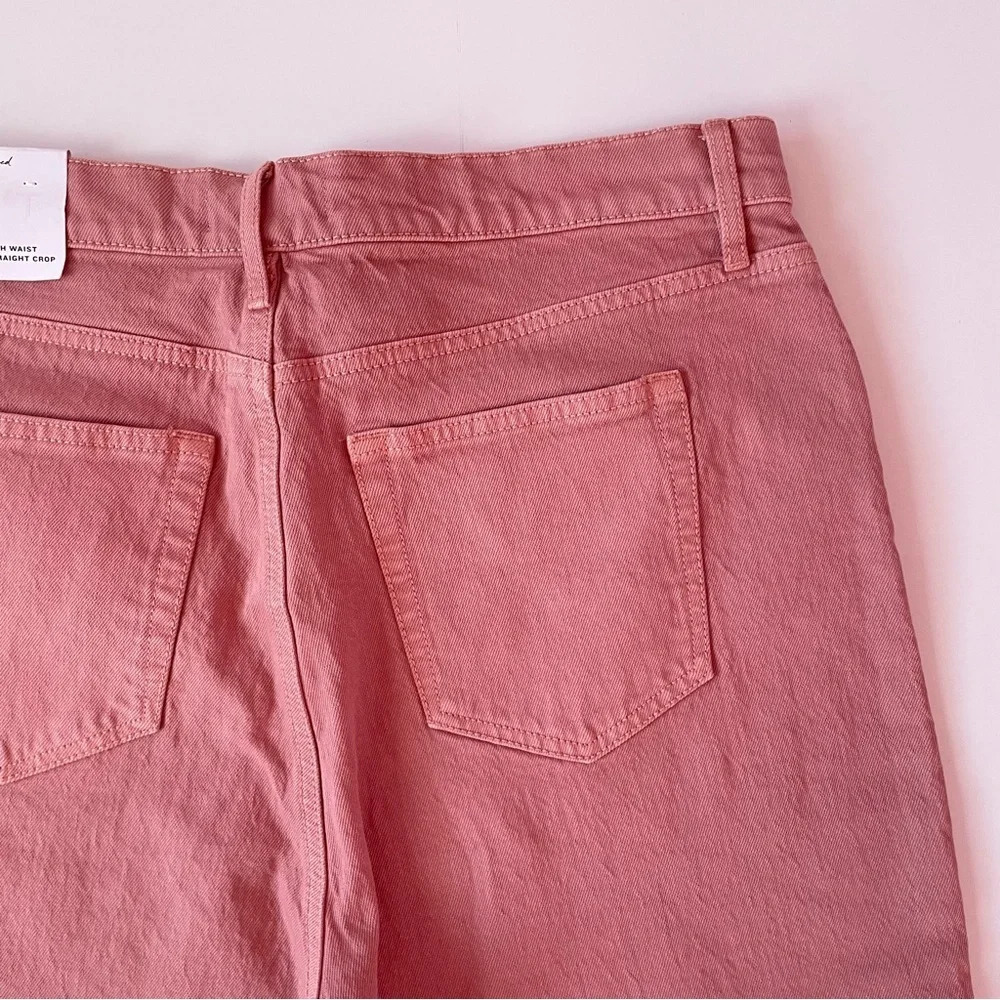 NWT! LOFT Womens High Waist Straight Crop Jean Blush Pink Frayed Hemline Size 31 - Picture 11 of 14